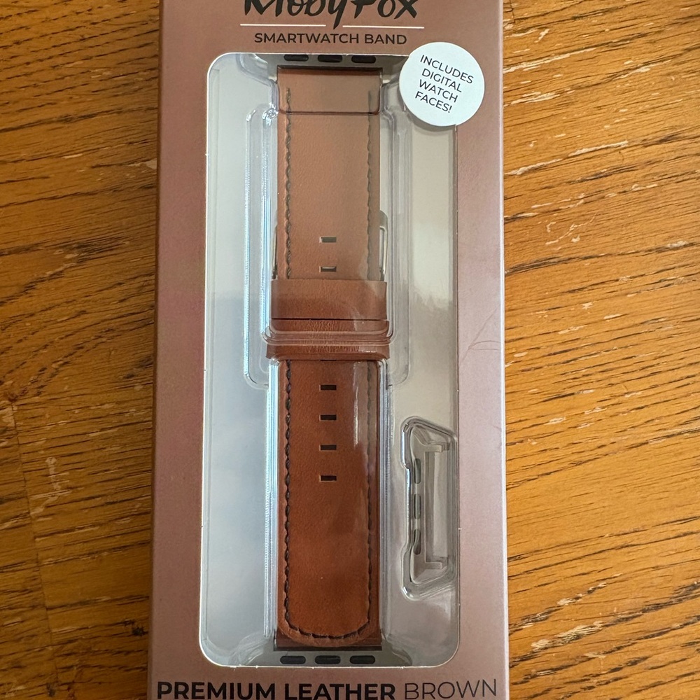 MobyFox Premium Brown Leather Smartwatch Band